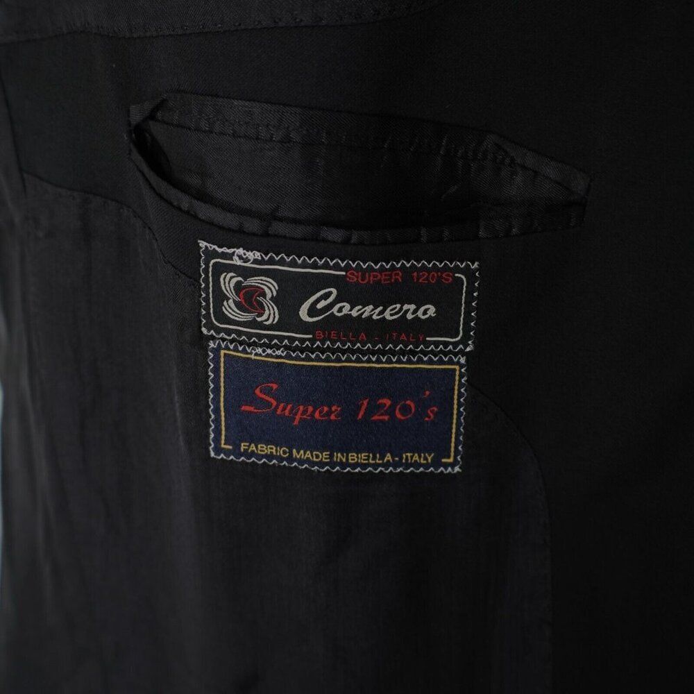 Baroni Comero Super 120s Wool Black 3 Gold / Black Button Blazer 42R Italy Made - Picture 9 of 12